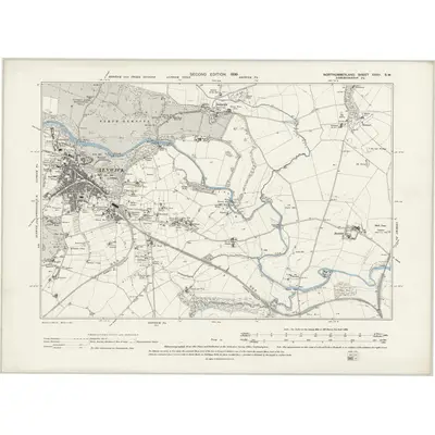 1897 Map of Northumberland XXXII.SW, 1899 Print