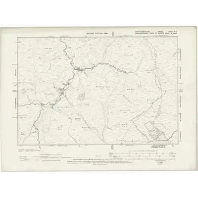 1896 Map of Northumberland XXXIV.NE, 1899 Print
