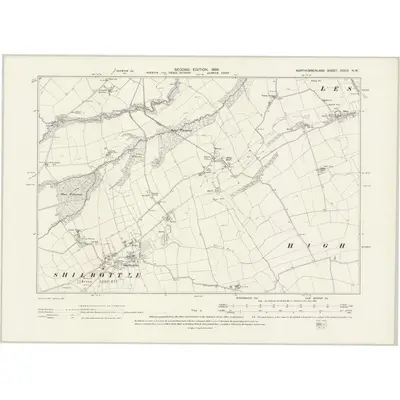 1896 Map of Northumberland XXXIX.NW, 1899 Print