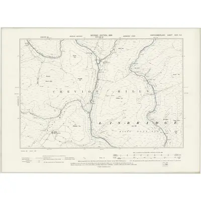 1896 Map of Northumberland XXXV.NE, 1899 Print