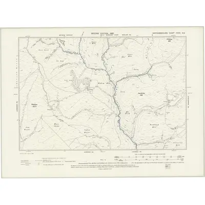 1896 Map of Northumberland XXXVI.NW, 1899 Print