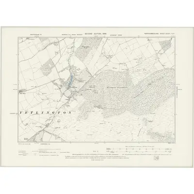 1896 Map of Northumberland XXXVII.NE, 1899 Print