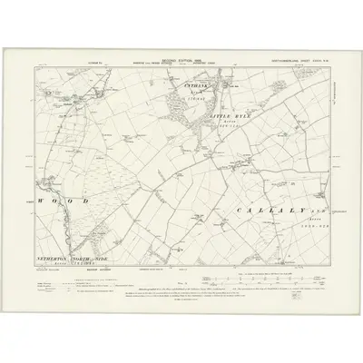 1896 Map of Northumberland XXXVII.NW, 1899 Print