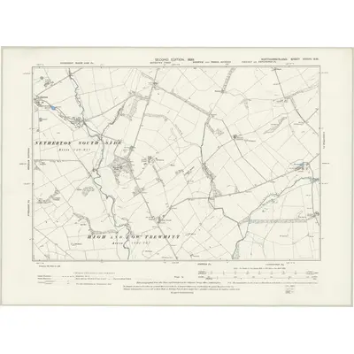 1896 Map of Northumberland XXXVII.SW, 1899 Print