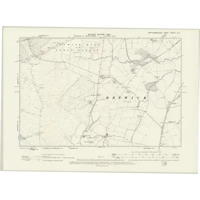 1896 Map of Northumberland XXXVIII.NE, 1899 Print