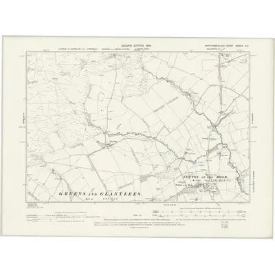 1896 Map of Northumberland XXXVIII.SE, 1899 Print
