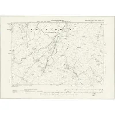 1896 Map of Northumberland XXXVIII.SW, 1899 Print