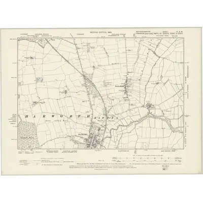 1897 Map of Nottinghamshire III.SW, 1901 Print
