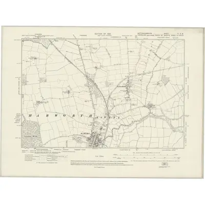 1918 Map of Nottinghamshire III.SW, 1922 Print