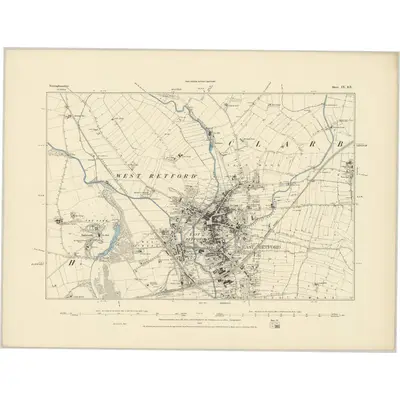 1884 Map of Nottinghamshire IX.SE, 1886 Print