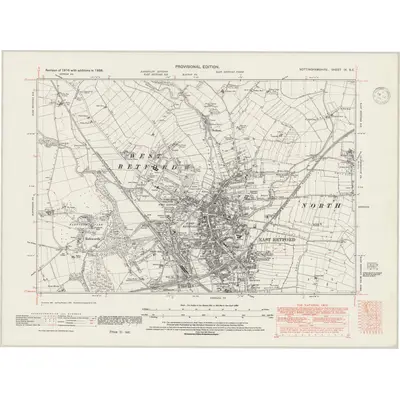 1938 Map of Nottinghamshire IX.SE, 1947 Print