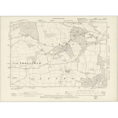 1897 Map of Nottinghamshire V.SW, 1900 Print