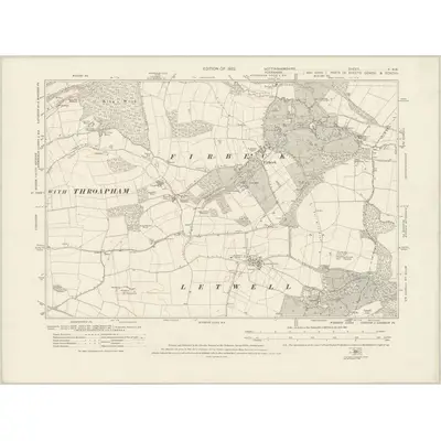1918 Map of Nottinghamshire V.SW, 1922 Print