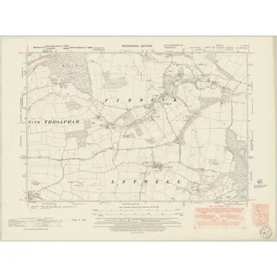 1948 Map of Nottinghamshire V.SW, 1950 Print