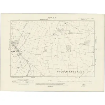 1918 Map of Nottinghamshire VII.SW, 1921 Print