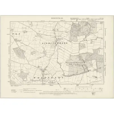 1897 Map of Nottinghamshire VIII.NW, 1900 Print