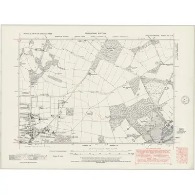 1938 Map of Nottinghamshire VIII.SE, 1947 Print
