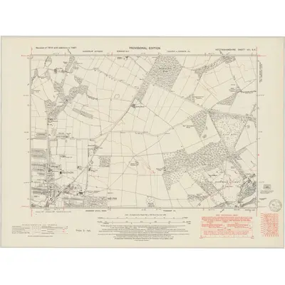 1947 Map of Nottinghamshire VIII.SE, 1950 Print