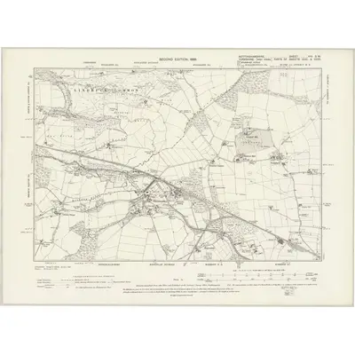 1897 Map of Nottinghamshire VIII.SW, 1899 Print