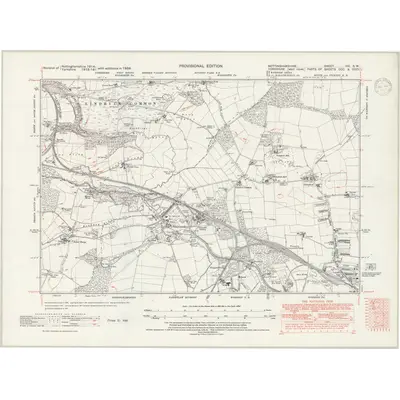 1938 Map of Nottinghamshire VIII.SW, 1947 Print