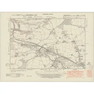 1947 Map of Nottinghamshire VIII.SW, 1950 Print