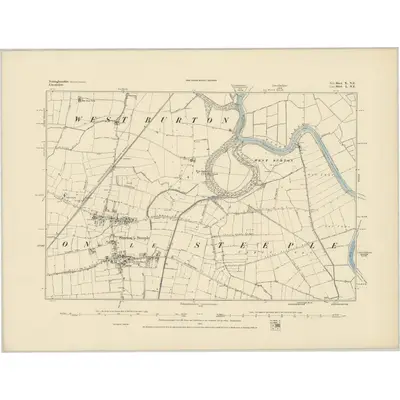 1884 Map of Nottinghamshire X.NE, 1885 Print