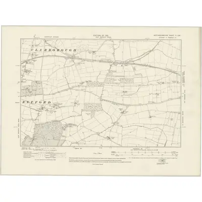 1916 Map of Nottinghamshire X.SW, 1921 Print