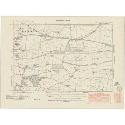 1947 Map of Nottinghamshire X.SW, 1950 Print