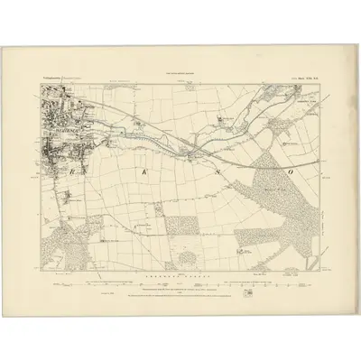 1884 Map of Nottinghamshire XIII.NE, 1886 Print