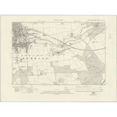 1914 Map of Nottinghamshire XIII.NE, 1922 Print