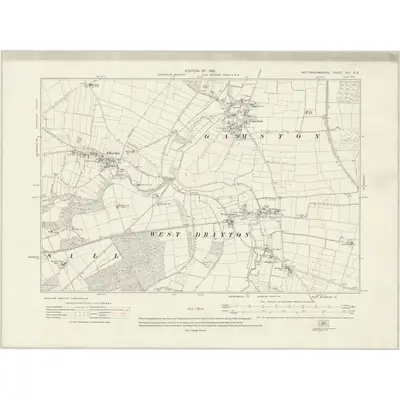 1916 Map of Nottinghamshire XIV.SE, 1921 Print