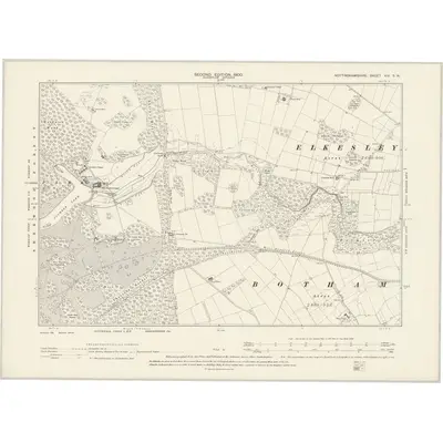 1897 Map of Nottinghamshire XIV.SW, 1900 Print