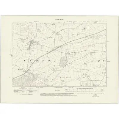 1915 Map of Nottinghamshire XIX.SE, 1921 Print