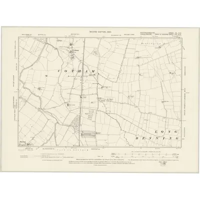 1899 Map of Nottinghamshire XL.NE, 1900 Print