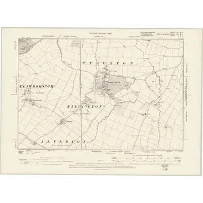 1899 Map of Nottinghamshire XL.SE, 1900 Print