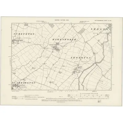 1899 Map of Nottinghamshire XL.SW, 1900 Print