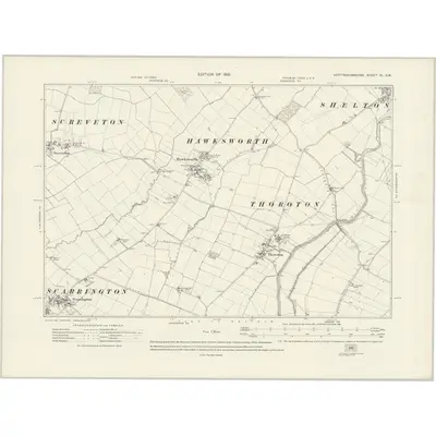 1915 Map of Nottinghamshire XL.SW, 1921 Print
