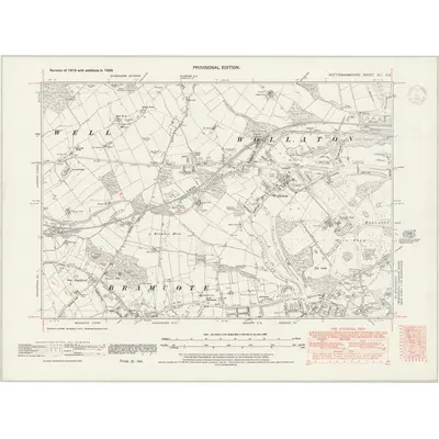 1938 Map of Nottinghamshire XLI.NE, 1947 Print
