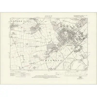 1913 Map of Nottinghamshire XLI.SE, 1921 Print
