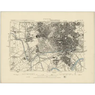 1880 Map of Nottinghamshire XLII.NW, 1885 Print