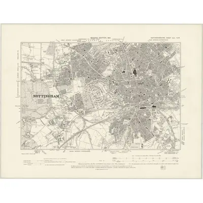 1899 Map of Nottinghamshire XLII.NW, 1901 Print