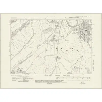 1913 Map of Nottinghamshire XLII.SW, 1920 Print