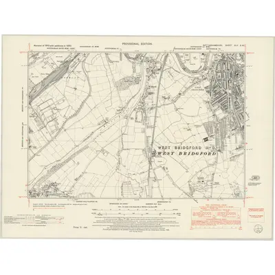 1950 Map of Nottinghamshire XLII.SW, 1952 Print