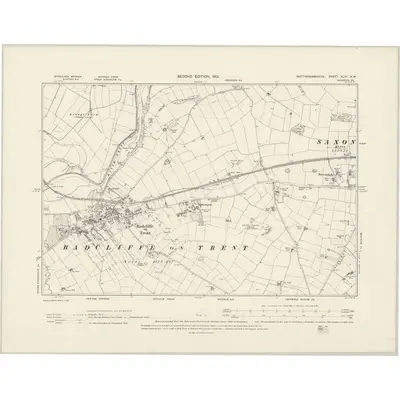 1899 Map of Nottinghamshire XLIII.NW, 1901 Print