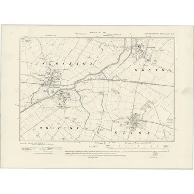 1915 Map of Nottinghamshire XLIV.NW, 1921 Print