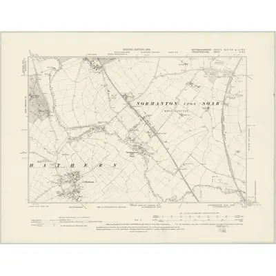 1899 Map of Nottinghamshire XLIX.SE & LII.NE, 1901 Print