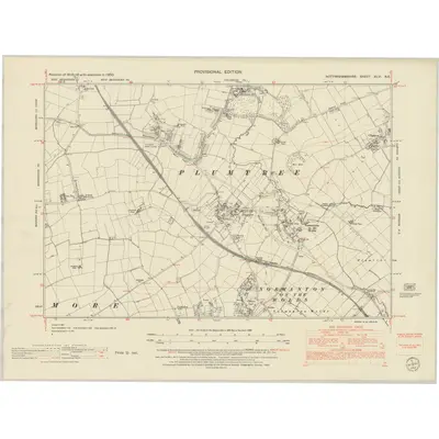 1950 Map of Nottinghamshire XLVI.NE, 1952 Print