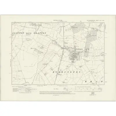 1913 Map of Nottinghamshire XLVI.NW, 1921 Print