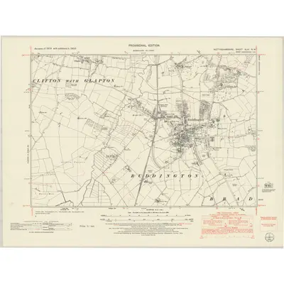 1950 Map of Nottinghamshire XLVI.NW, 1952 Print