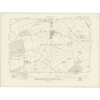 1916 Map of Nottinghamshire XLVI.SE, 1922 Print